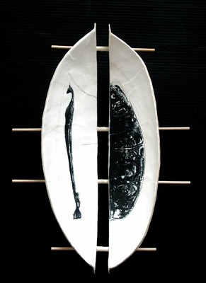Sarkofag, grafikobjekt, ca 28 x 16 cm